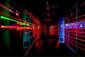 Well-lit server room
